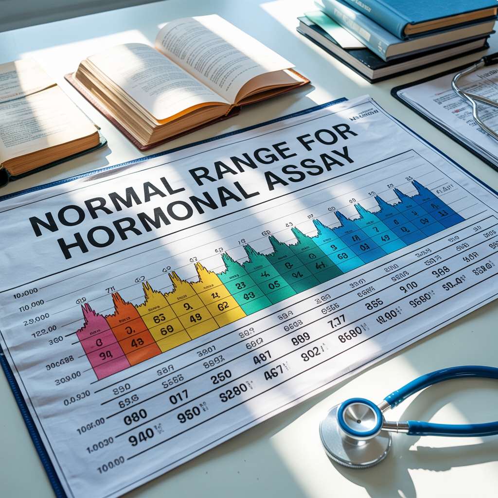 What is the normal range for a hormonal assay?