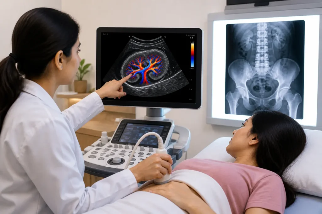 What Does a Renal Colour Doppler Scan Show That a Regular KUB Scan Does Not?
